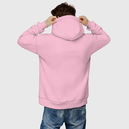 Мужское худи оверсайз Cool dude Dino with a mug of beer - ai art / Светло-розовый – фото 4