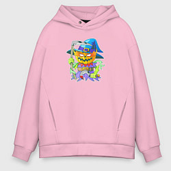 Толстовка оверсайз мужская Джек фонарь, цвет: светло-розовый