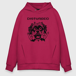 Толстовка оверсайз мужская Disturbed - rock dog, цвет: маджента