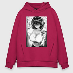 Толстовка оверсайз мужская Фубуки в двери - One punch man, цвет: маджента