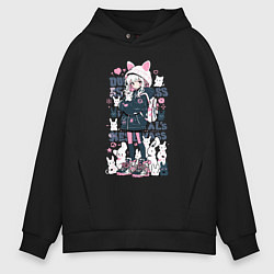 Толстовка оверсайз мужская Chiaki Nanami - Neko Danganronpa, цвет: черный