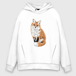 Толстовка оверсайз мужская Осенняя лисица, цвет: белый