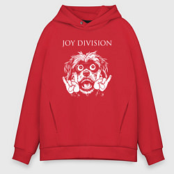 Толстовка оверсайз мужская Joy Division rock dog, цвет: красный