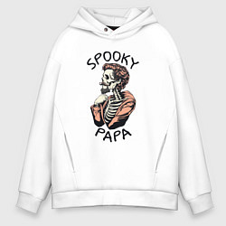 Толстовка оверсайз мужская Spooky papa, цвет: белый