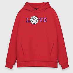 Толстовка оверсайз мужская Love volley, цвет: красный