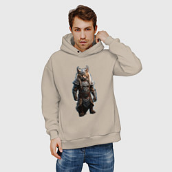 Толстовка оверсайз мужская Кот викинг, цвет: миндальный — фото 2