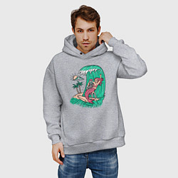 Толстовка оверсайз мужская Серфер и русалка, цвет: меланж — фото 2
