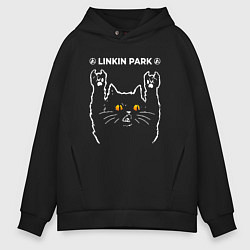 Толстовка оверсайз мужская Linkin Park 2024 rock cat, цвет: черный