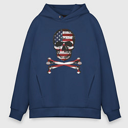 Толстовка оверсайз мужская Skull USA, цвет: тёмно-синий