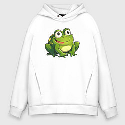 Толстовка оверсайз мужская Смешная жаба, цвет: белый