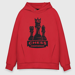 Толстовка оверсайз мужская Chess championship, цвет: красный