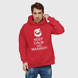 Толстовка оверсайз мужская Warhammer keep calm and waaagh, цвет: красный — фото 2