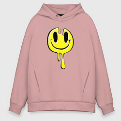 Толстовка оверсайз мужская Текучий смайлик - эмоция радости, цвет: пыльно-розовый
