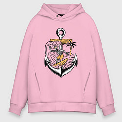 Толстовка оверсайз мужская Скелетик серфер, цвет: светло-розовый