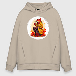 Толстовка оверсайз мужская Рыба с глинтвейном, цвет: миндальный