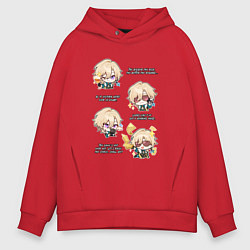 Толстовка оверсайз мужская Авантюрин фразы, цвет: красный