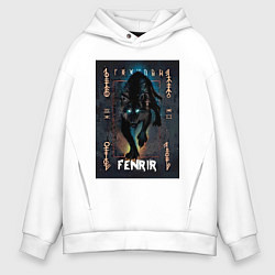 Толстовка оверсайз мужская Fenrir black vinyl, цвет: белый