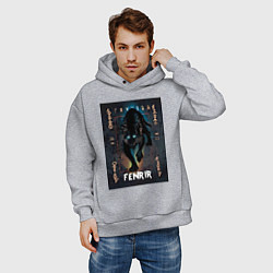 Толстовка оверсайз мужская Fenrir black vinyl, цвет: меланж — фото 2