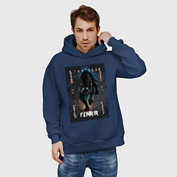 Толстовка оверсайз мужская Fenrir black vinyl, цвет: тёмно-синий — фото 2