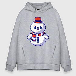 Толстовка оверсайз мужская Милый снеговик, цвет: меланж