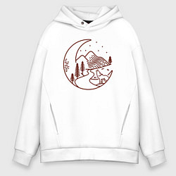 Толстовка оверсайз мужская Волк в ночи, цвет: белый