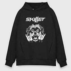 Толстовка оверсайз мужская Skillet rock dog, цвет: черный