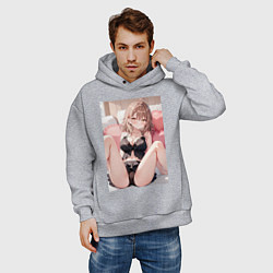 Толстовка оверсайз мужская Девушка секси, цвет: меланж — фото 2