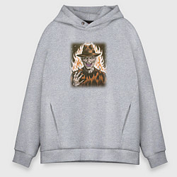 Толстовка оверсайз мужская Фредди Крюгер из хоррор-фильма Кошмары на улице Вя, цвет: меланж