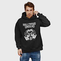 Толстовка оверсайз мужская Hollywood Undead rock dog, цвет: черный — фото 2