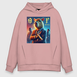 Толстовка оверсайз мужская Capy godfather - the mafia is immortal, цвет: пыльно-розовый