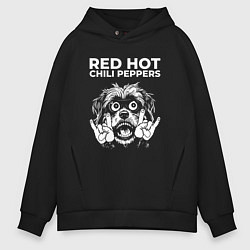 Толстовка оверсайз мужская Red Hot Chili Peppers rock dog, цвет: черный