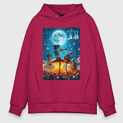 Толстовка оверсайз мужская Musical quartet Neon mushrooms, цвет: маджента