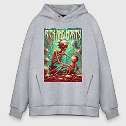 Толстовка оверсайз мужская Rick and Morty in the hell, цвет: меланж