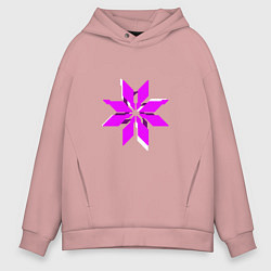 Толстовка оверсайз мужская Фиолетово-белая киберпанк звезда, цвет: пыльно-розовый