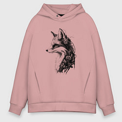 Толстовка оверсайз мужская Лис-андроид, цвет: пыльно-розовый