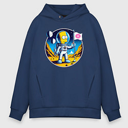 Толстовка оверсайз мужская Космонавт Барт Симпсон на другой планете, цвет: тёмно-синий