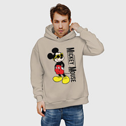 Толстовка оверсайз мужская Микки Маус и надпись, цвет: миндальный — фото 2