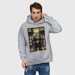 Толстовка оверсайз мужская Rick and Morty - mafia, цвет: меланж — фото 2