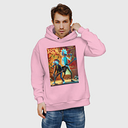 Толстовка оверсайз мужская Punk rock - Rick and Morty, цвет: светло-розовый — фото 2