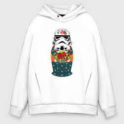 Толстовка оверсайз мужская Имперская матрёшка, цвет: белый