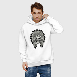 Толстовка оверсайз мужская Skull indian, цвет: белый — фото 2