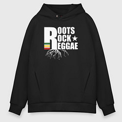 Толстовка оверсайз мужская Roots reggae, цвет: черный