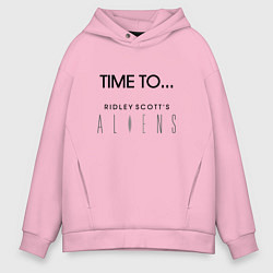 Толстовка оверсайз мужская Time to aliens, цвет: светло-розовый