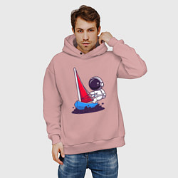 Толстовка оверсайз мужская Космонавт яхтсмен, цвет: пыльно-розовый — фото 2