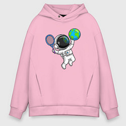 Толстовка оверсайз мужская Космический теннис, цвет: светло-розовый