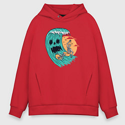 Толстовка оверсайз мужская Skeletor surfer, цвет: красный