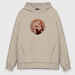 Толстовка оверсайз мужская Самоуверенный лис, цвет: миндальный