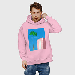 Толстовка оверсайз мужская Калифорния вайб, цвет: светло-розовый — фото 2