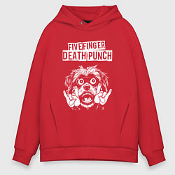 Толстовка оверсайз мужская Five Finger Death Punch rock dog, цвет: красный