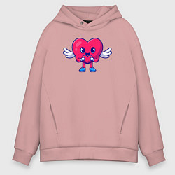 Толстовка оверсайз мужская Сердечко с сердечком, цвет: пыльно-розовый